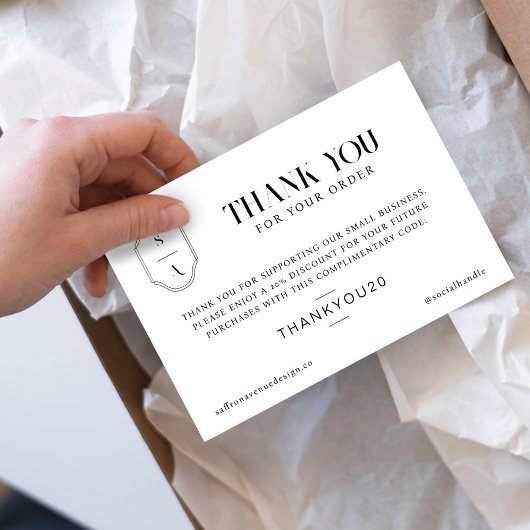 ご注文ありがとうございますミニマルカスタムMonogram サンキューカード