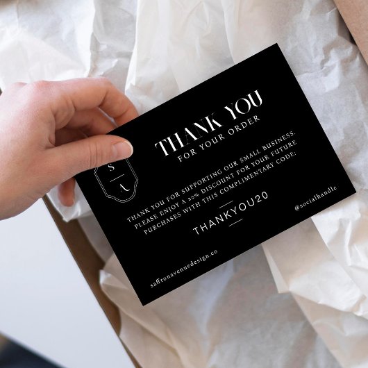 ご注文ありがとうございますミニマルカスタムMonogram サンキューカード