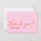 ご注文ありがとうございますモダンピンクのオレンジ サンキューカード (正面)