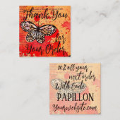 ご注文ありがとうございますレトロバタフライ割引 スクエア名刺 (正面/裏面)
