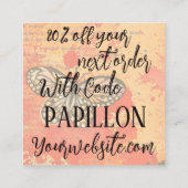 ご注文ありがとうございますレトロバタフライ割引 スクエア名刺 (裏面)