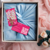 ご注文ありがとうございます可愛いデイジーブーケピンクQRコード 名刺