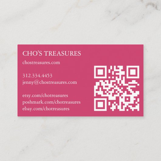 ご注文ありがとうございます可愛いデイジーブーケピンクQRコード 名刺 (裏面)