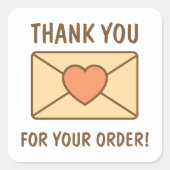 ご注文ありがとうございます封筒とハート スクエアシール (正面)