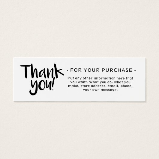 ご注文ありがとうございます挿入プロファイルカード (正面)