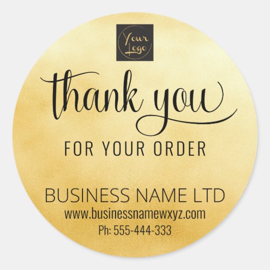 ご注文ありがとうございます金ゴールドブラックロゴの追加 ラウンドシール (正面)