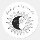 「ご注文ありがとうございます」かわいいカスタム太陽&月 ラウンドシール (正面)