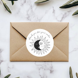「ご注文ありがとうございます」かわいいカスタム太陽&月 ラウンドシール