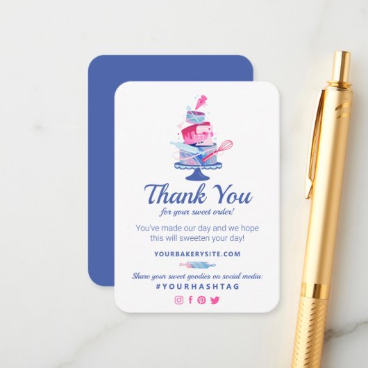ご注文ありがとうございます | ケーキショップベーカリー エンクロージャーカード (正面/裏面インサイチュ)