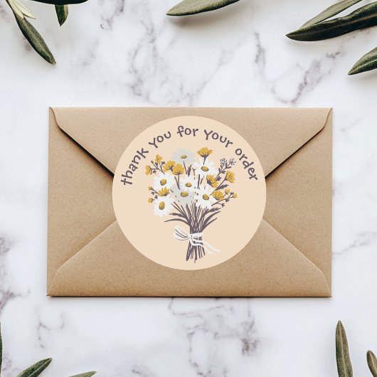 「ご注文ありがとうございます」デイジーブーケカスタムー ラウンドシール