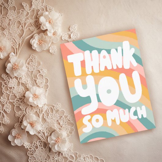 ご注文ありがとうございます！ パステル レインボー ストライプ カスタム ポストカード