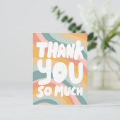 ご注文ありがとうございます！ パステル レインボー ストライプ カスタム ポストカード (スタンド正面)