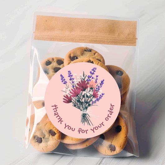 「ご注文ありがとうございます」フラワーブーケカスタムー ラウンドシール