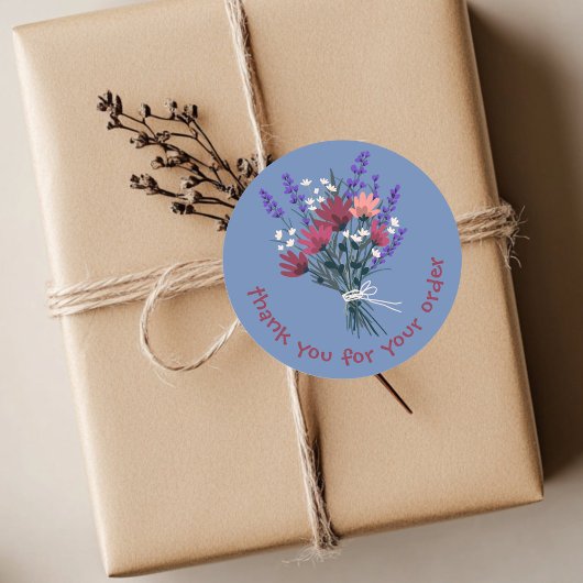 「ご注文ありがとうございます」フラワーブーケカスタムー ラウンドシール