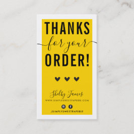 ご注文ありがとうございますINSERTおもしろい明るい黄色 名刺