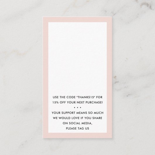 ご注文ありがとうございますINSERT上品な赤面ピンク 名刺 (裏面)