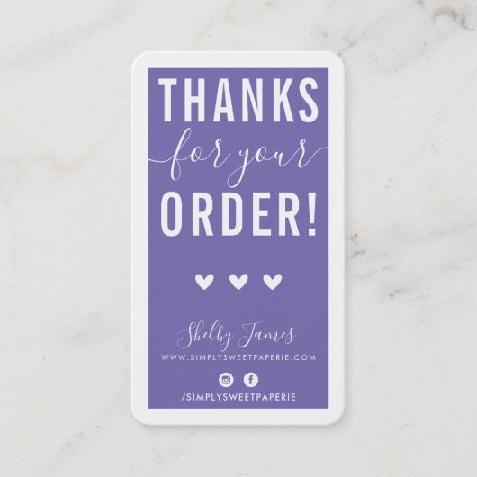 ご注文ありがとうございますINSERT PURPLE モダン. 名刺 (正面)