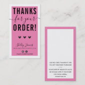 ご注文いただきありがとうございまかわいらしすピンクブラック 名刺 (正面/裏面)