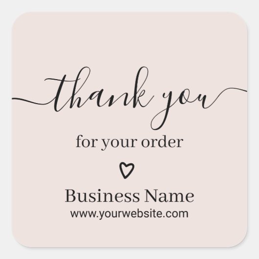 ご注文いただきありがとうございますガーリー赤面ピンク スクエアシール (正面)