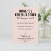 ご注文いただきありがとうございますモダン赤面ピンク サンキューカード (スタンド正面)