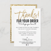 ご注文いただきありがとうございますモダン黒金ゴールド サンキューカード (正面/裏面)