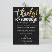 ご注文いただきありがとうございますモダン黒金ゴールド サンキューカード (スタンド正面)