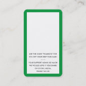 ご注文いただきありがとうございますモダンINSERT GREEN 名刺 (裏面)