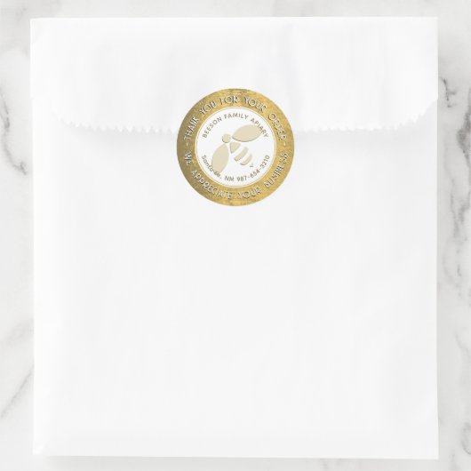 ご注文いただきありがとうございます金ゴールドビー養蜂名 ラウンドシール (バッグ)