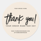 ご注文いただきありがとうございます カスタム ベージュ ビジネス ラウンドシール (正面)