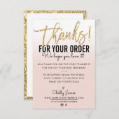 ご注文いただきありがとうございますINSERT金ゴールドグラデーション赤面 サンキューカード (正面/裏面)