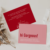 ご注文おもしろいはピンクの赤 サンキューカード