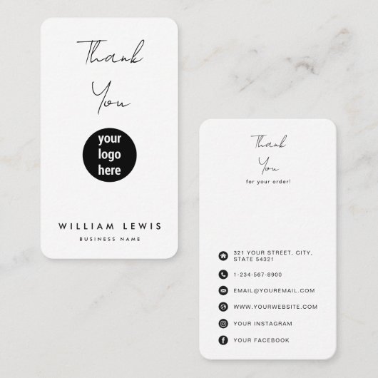 ご注文とソーシャルメディアのアイコンをありがとう 名刺 (正面/裏面)
