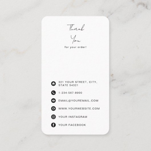 ご注文とソーシャルメディアのアイコンをありがとう 名刺 (裏面)