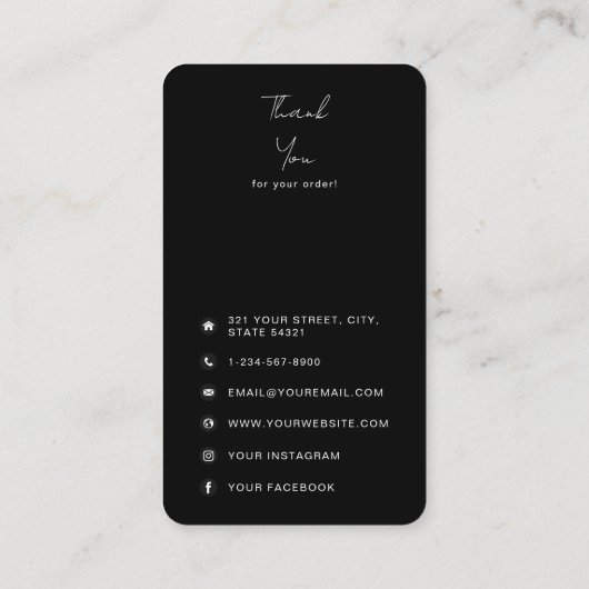 ご注文とソーシャルメディアのアイコンをありがとう 名刺 (裏面)