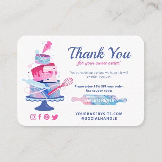 ご注文のクーポンコードをありがとうございます。ベーカリーコード エンクロージャーカード (正面)