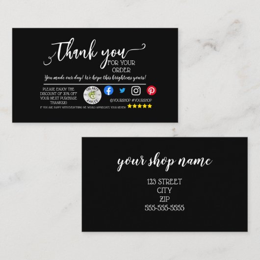 ご注文のマーケティングカード 紹介カード (正面/裏面)