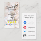 ご注文のロゴを追加感謝していするピンクの花を挿入 名刺 (正面/裏面)