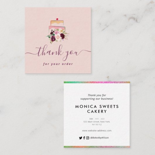 ご注文の感謝していフローラを保管します スクエア名刺 (正面/裏面)