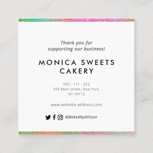 ご注文の感謝していフローラを保管します スクエア名刺 (裏面)