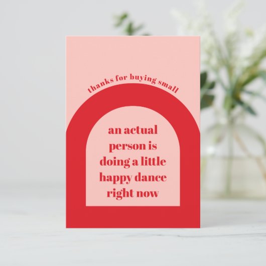 ご注文の感謝していレッドピンク、スモールビジネス エンクロージャーカード (スタンド正面)