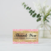 ご注文カードありがとうございますピンクグリッター金ゴールド 名刺 (スタンド正面)