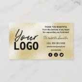 ご注文カードありがとうございますピンクグリッター金ゴールド 名刺 (裏面)