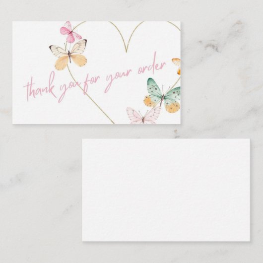 ご注文カードありがとうございます |蝶とハート 名刺 (正面/裏面)