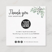 ご注文カードテンプレート小バスありがとう スクエア名刺 (正面)