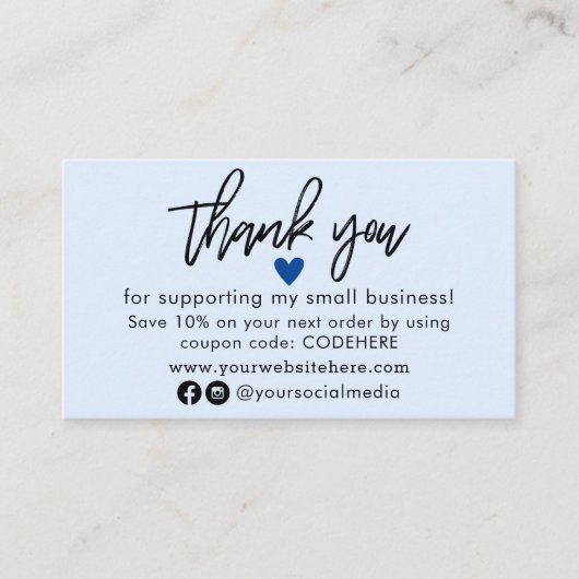 ご注文クーポンコードの名刺ありがとうございます 名刺 (正面)