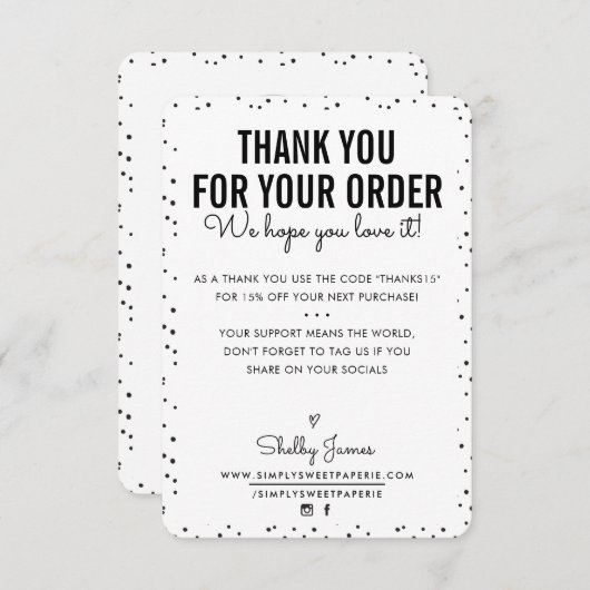 ご注文グラムの黒いスポットをありがとう サンキューカード (正面/裏面)