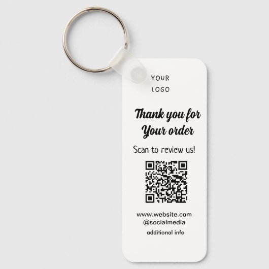 ご注文スキャンありがとうございますReview Us business logo キーホルダー (正面)