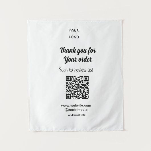 ご注文スキャンありがとうございますReview Us business logo タペストリー (正面)