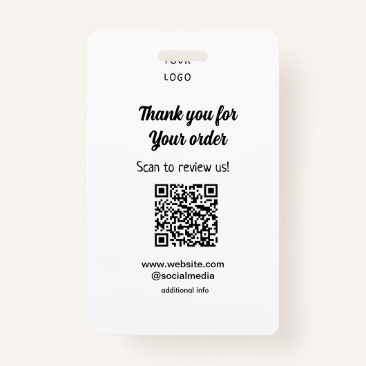 ご注文スキャンありがとうございますReview Us business logo バッジ (正面)