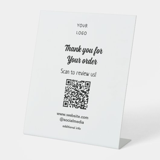 ご注文スキャンありがとうございますReview Us business logo 台座サイン (正面)